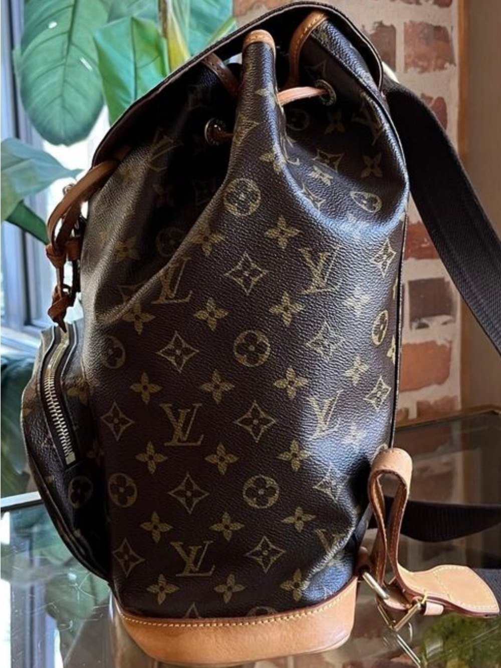 Louis Vuitton Monogram Canvas Drawstring Backpack . Very clean inside out.
